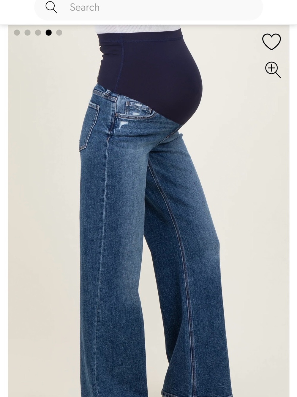 Pinkblush Navy Panel Wide-Leg Maternity Jeans - Blue Denim